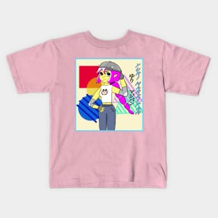 Yuri Marzipan the Oni - Cool Gal (fuschia and yellow) Kids T-Shirt